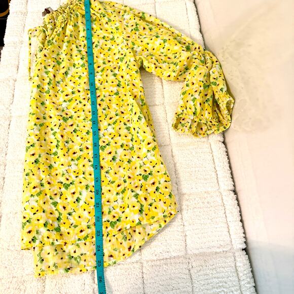 Loft Womens Med Yellow 3/4 Sleeve Top Blouse Casual Fairy Dainty Office Colorful - Picture 7 of 9